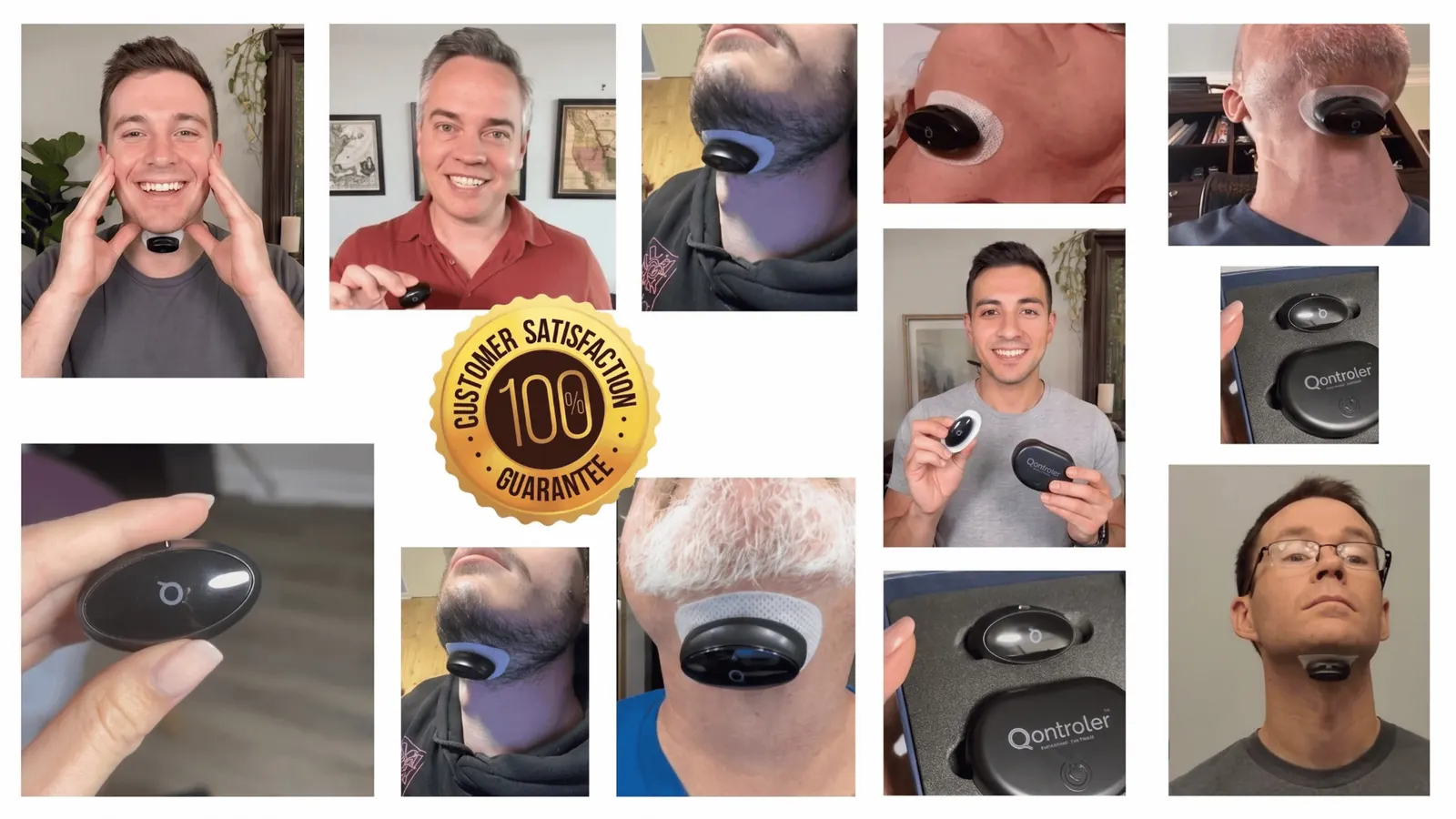 Collage of real Qontroler Z3 Pro customers using and showing the device